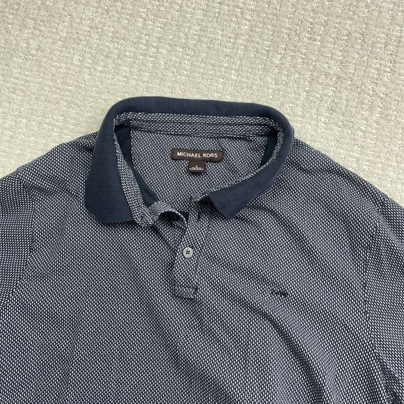 Lot x2 Michael Kors Polo Men's L Black / Blue Preppy Button up / Pullover - Picture 2 of 14
